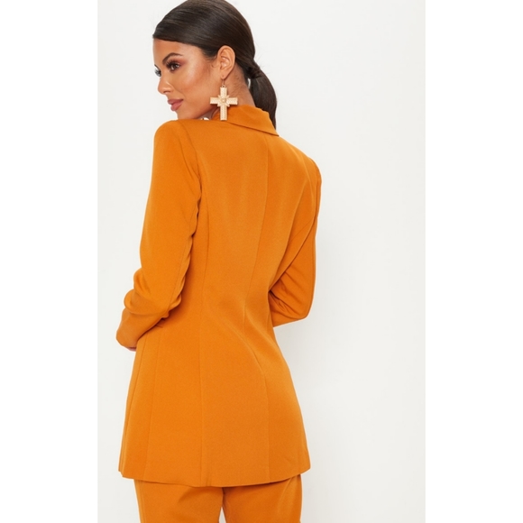 Mustard Double Breasted Woven Blazer - Picture 2 of 7